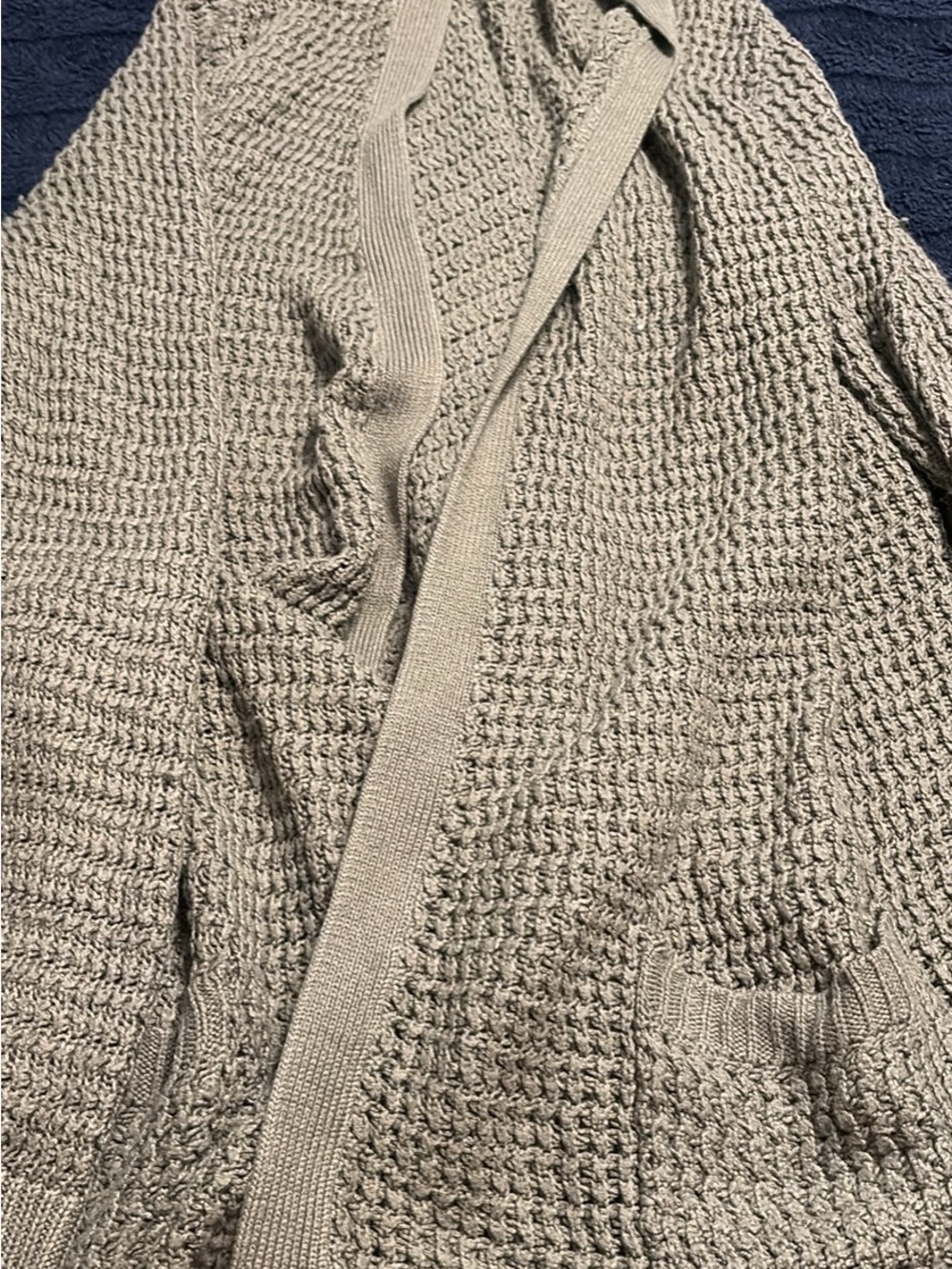 Ava & Viv Taupe Open-Front Waffle Knit Cardigan